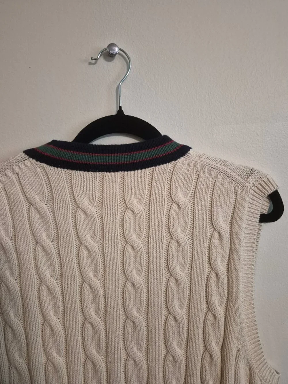 J Crew Organic Cotton Grandpa Core Cable Knit V-Neck Cardigan Vest